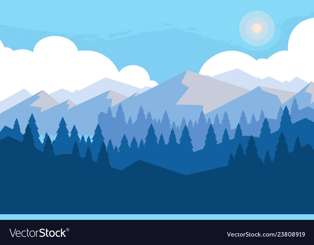 Landscape mountainous scene icon Royalty Free Vector Image