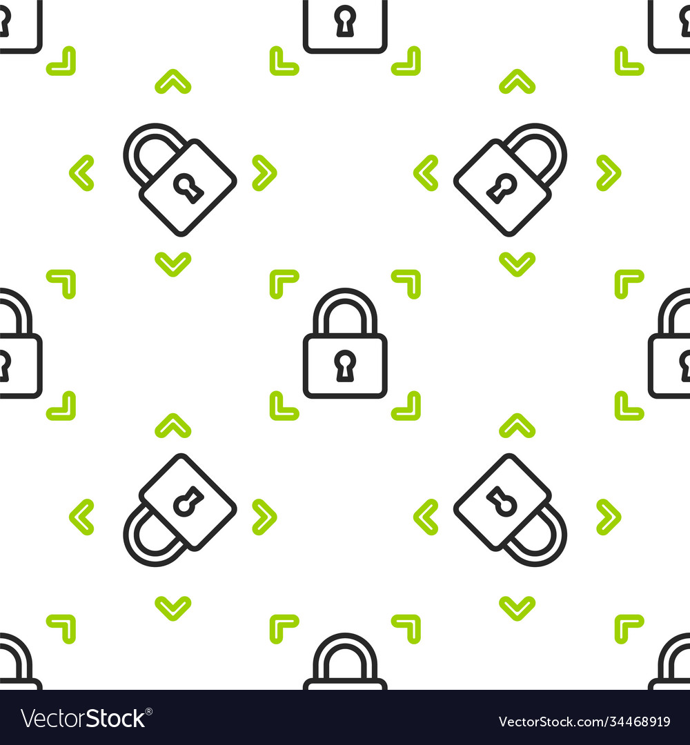 Line fingerprint with lock icon isolated seamless