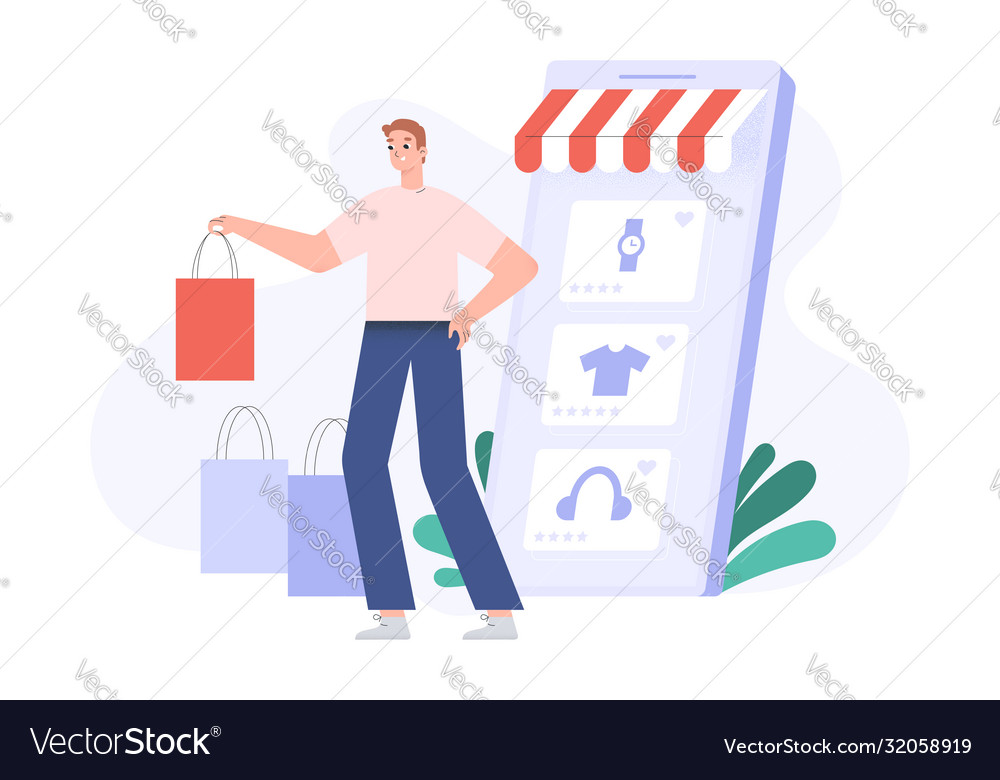 Online shopping concept happy customer