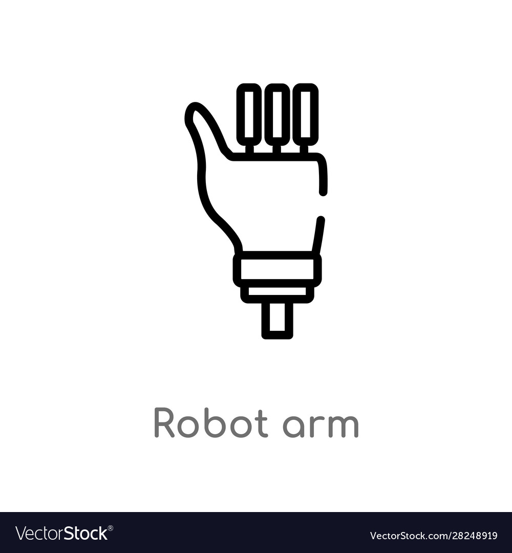 Outline robot arm icon isolated black simple line vector image Outline robot arm icon isolated black simple line
