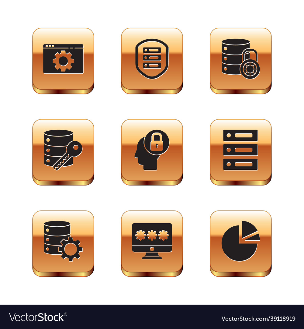 Set browser setting server and gear monitor vector image Set browser setting server and gear monitor