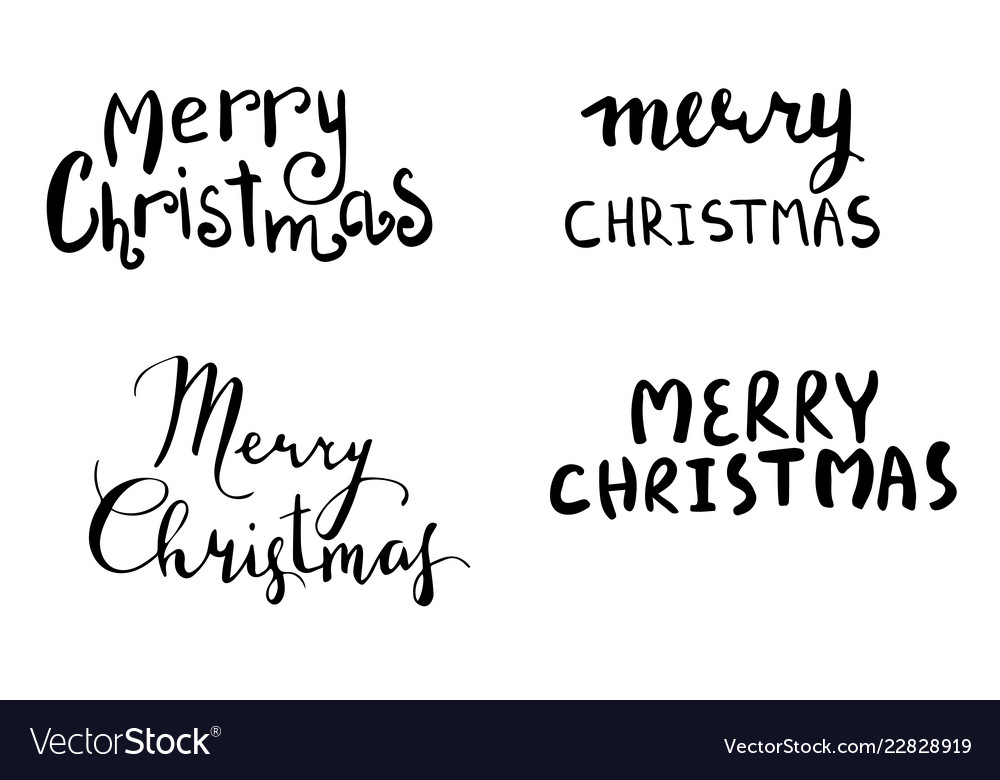 Set of christmas lettering handwritten Royalty Free Vector