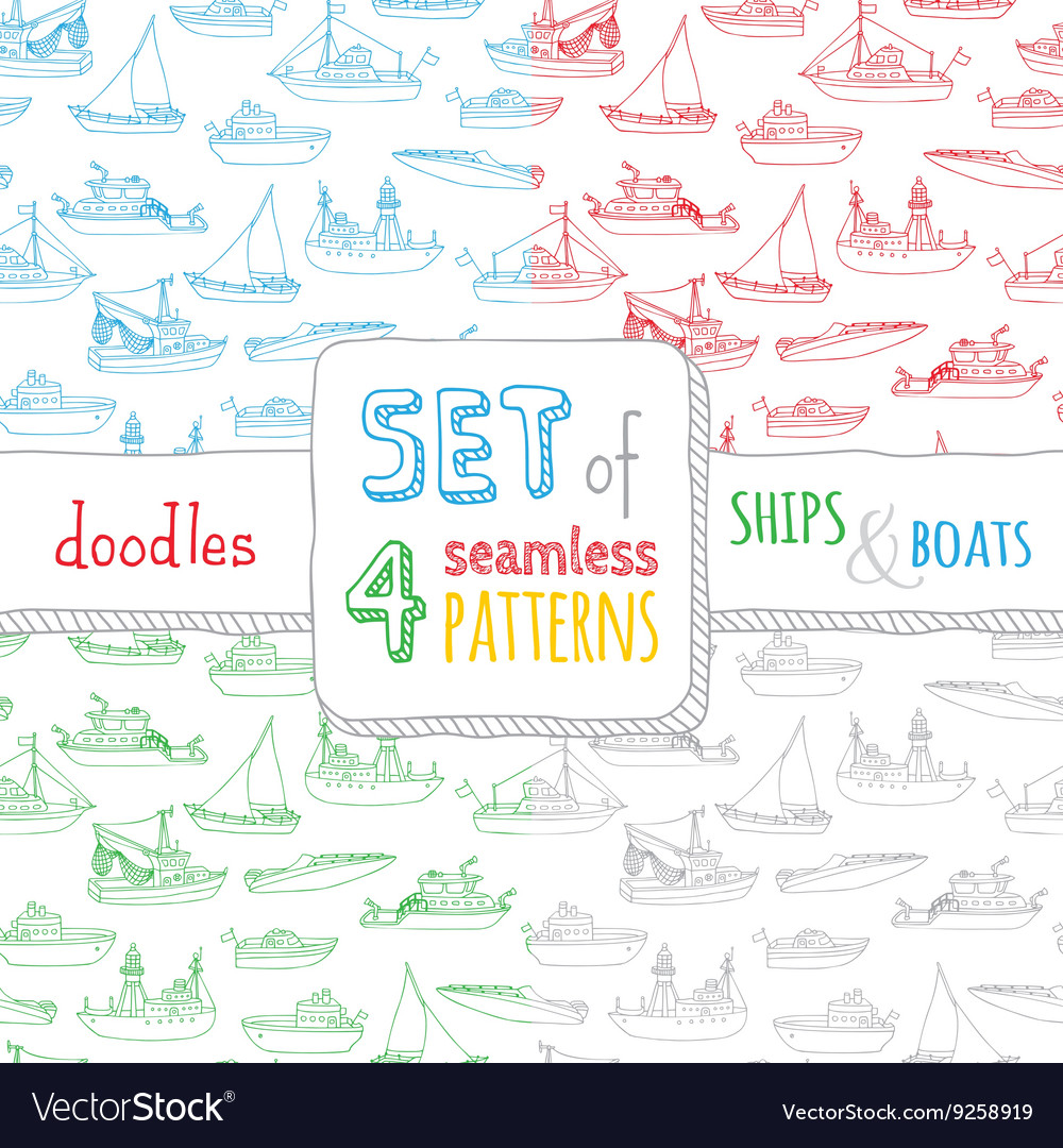 Set of four seamless nautical patterns