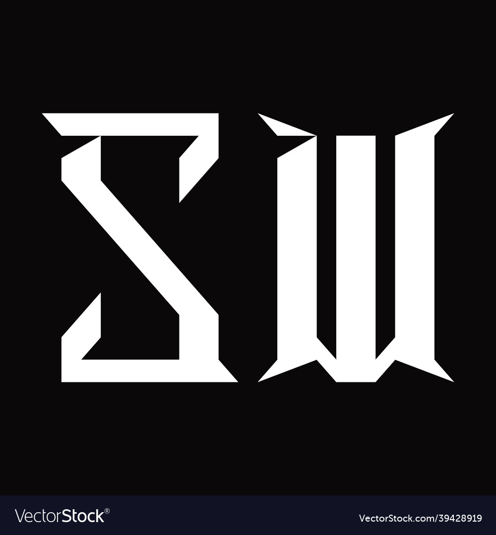 Sw logo monogram with slice shape design template vector image Sw logo monogram with slice shape design template