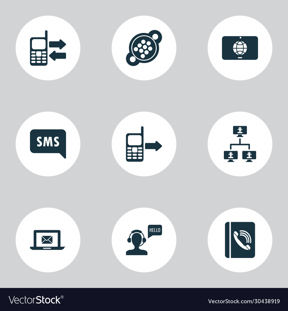 Telecommunication icons set with outgoing