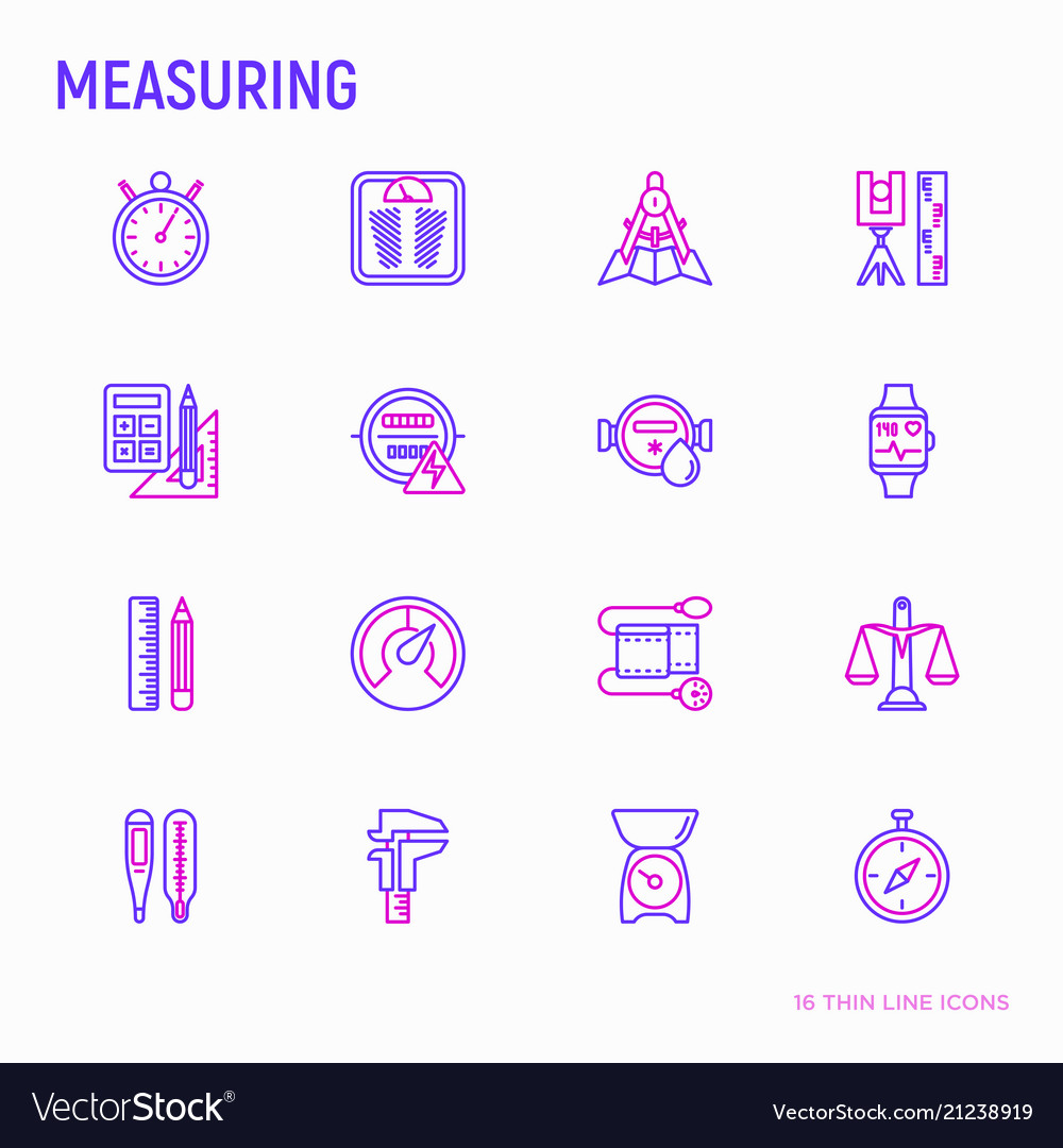 Thin Line Measuring Icons Set
