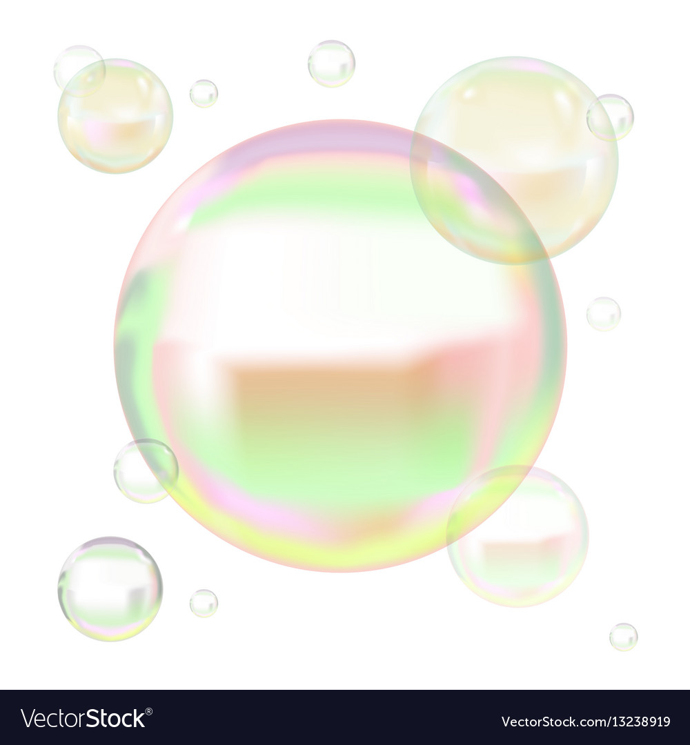 Transparent soap bubbles with reflection