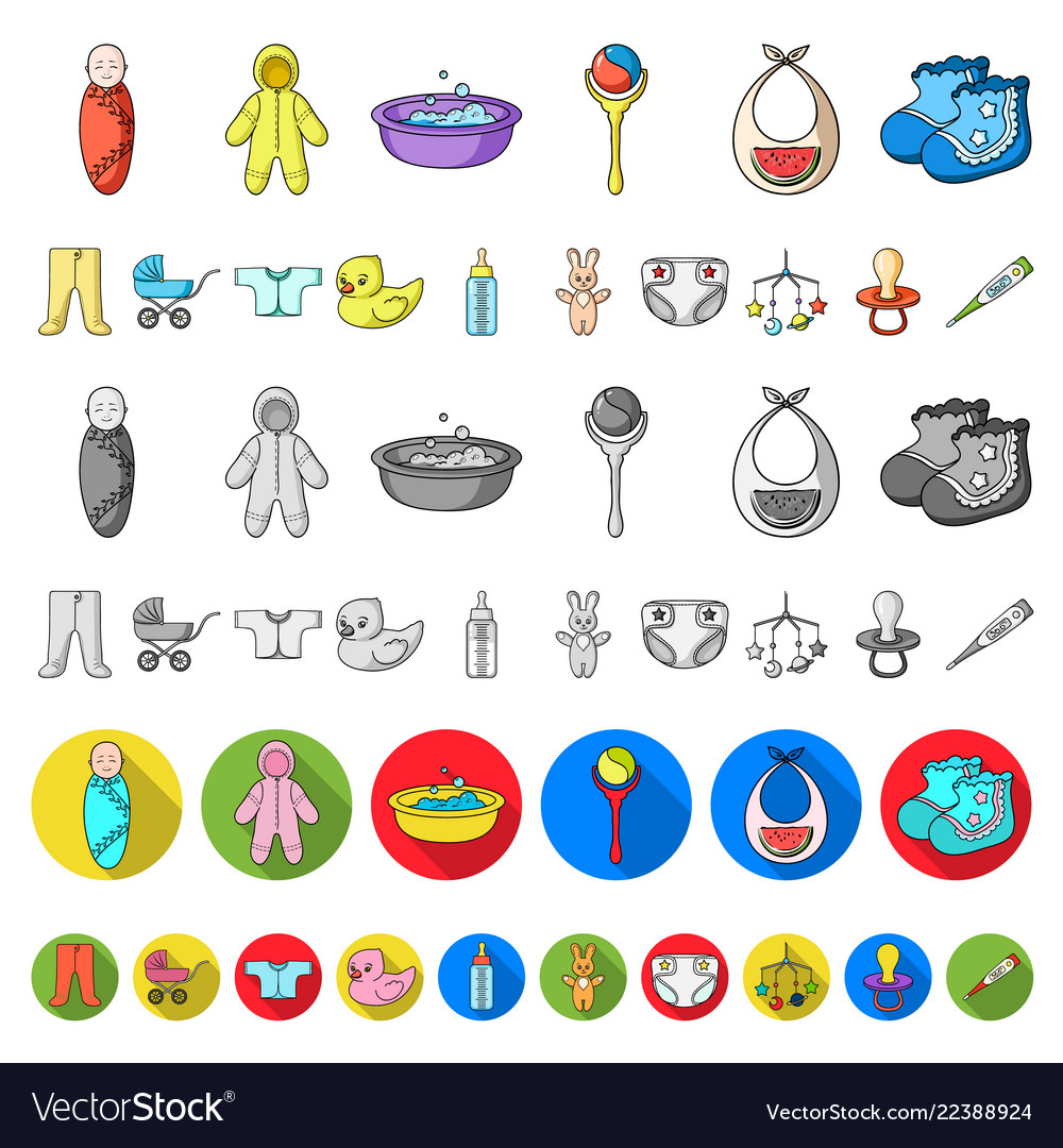 Birth of a baby cartoon icons in set collection