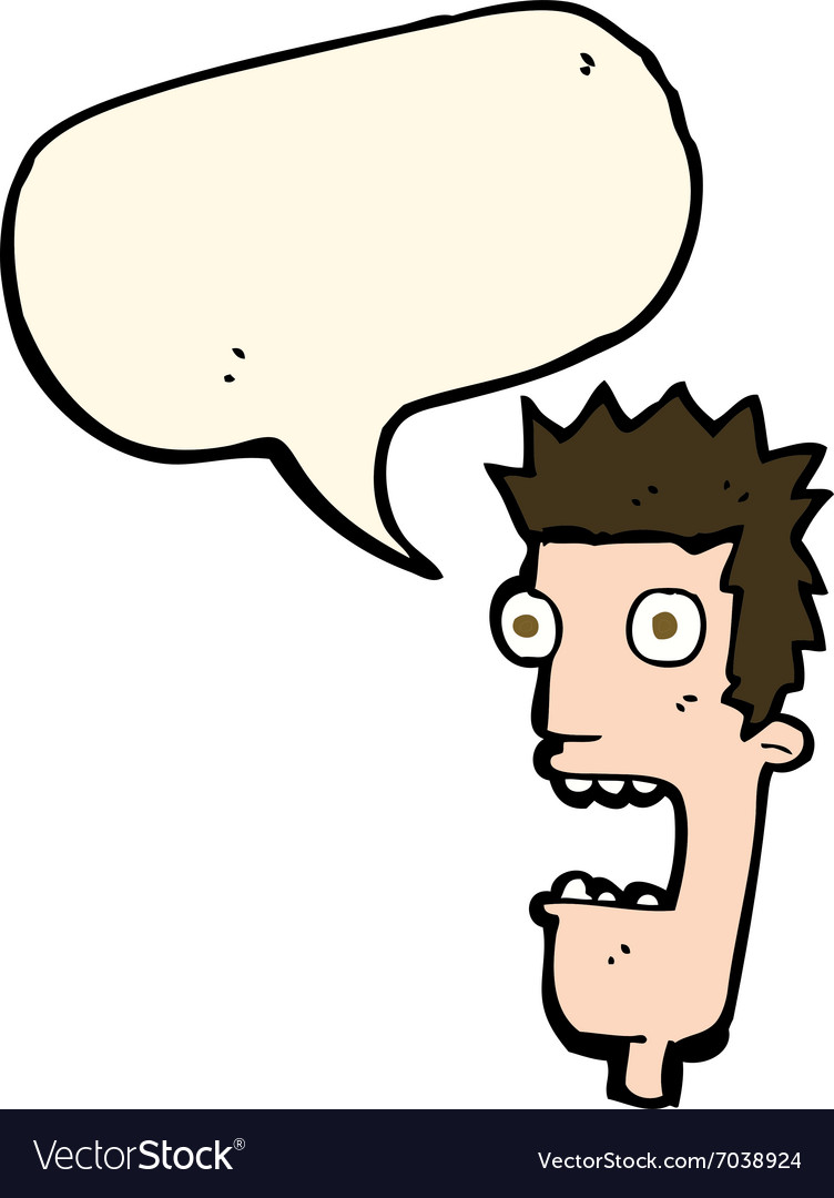 Cartoon Shocked Mans Face With Speech Bubble Vector Image