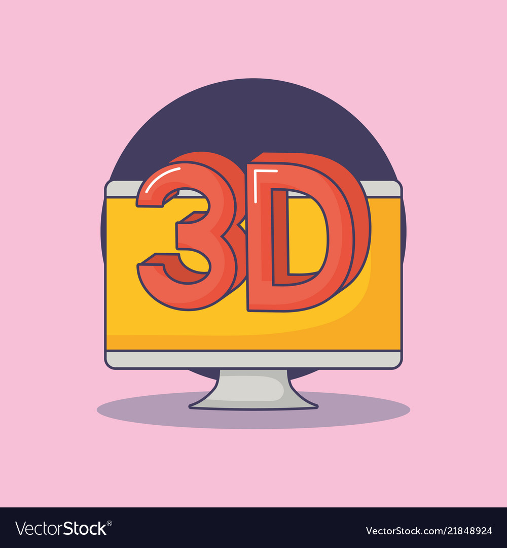 Computer and 3d symbol