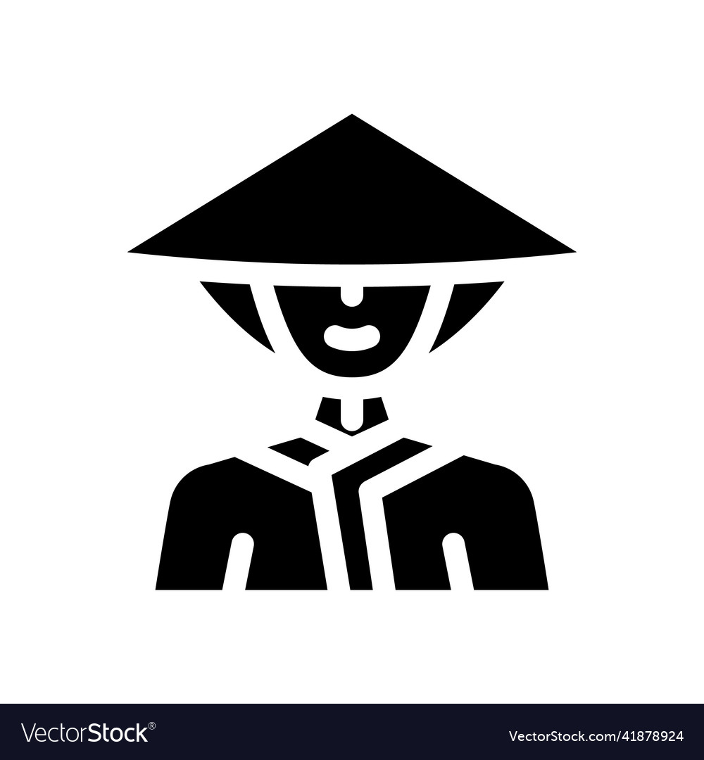 Dawley chinese conical hat glyph icon vector image Dawley chinese conical hat glyph icon