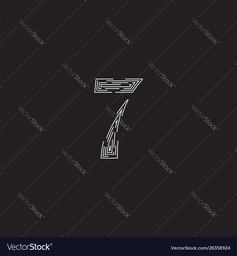 Elegant character from a fontset made dashed vector image Elegant character from a fontset made dashed