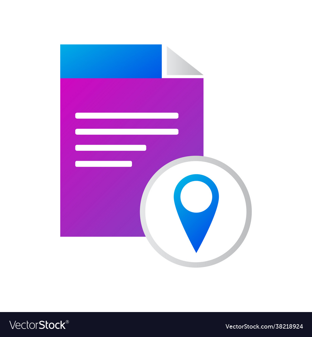 File icon with location gradient style vector image File icon with location gradient style