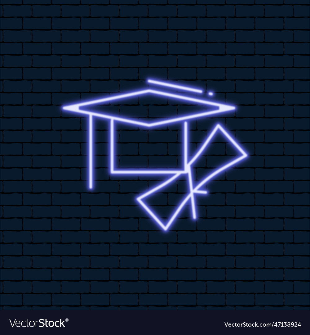 Graduation ceremony neon icon thin line