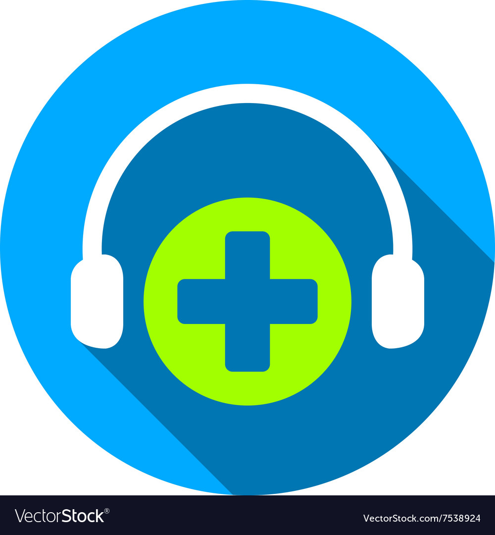 Hospital call service flat round icon with long