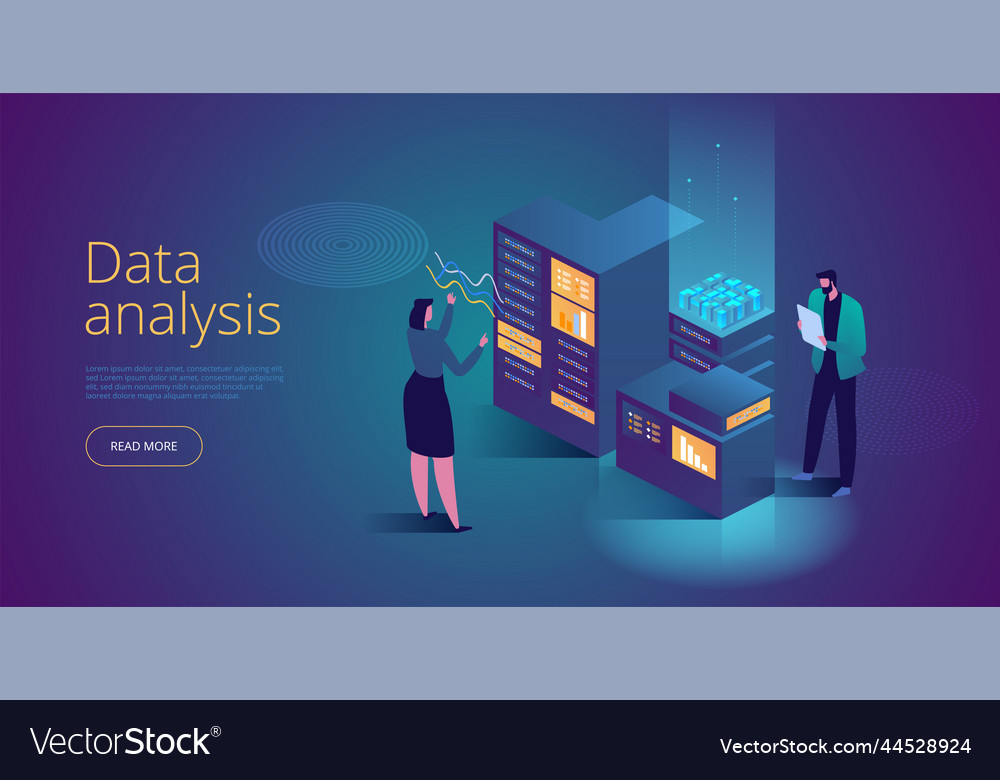 Isometric concept of data analysis vector image Isometric concept of data analysis