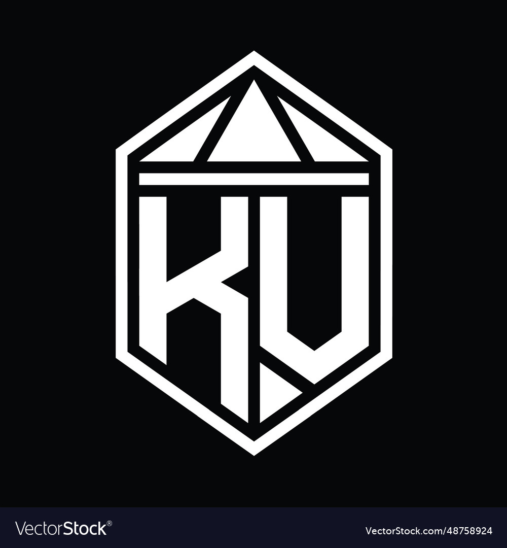 Kv letter logo monogram hexagon shield shape