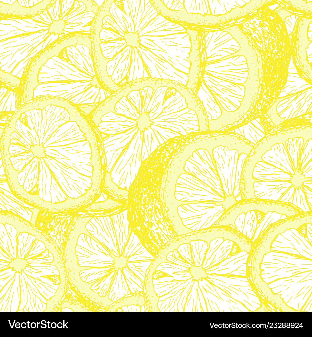 Lemons hand drawn seamless pattern Royalty Free Vector Image