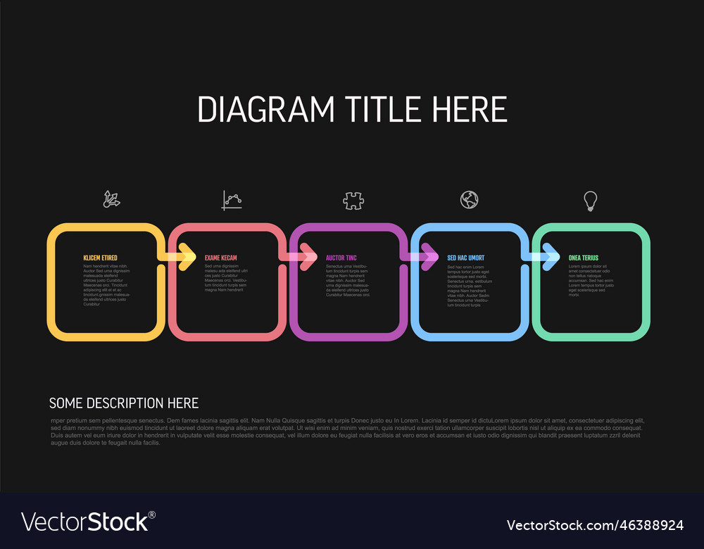 Minimalistic dark five steps diagonal elements vector image Minimalistic dark five steps diagonal elements