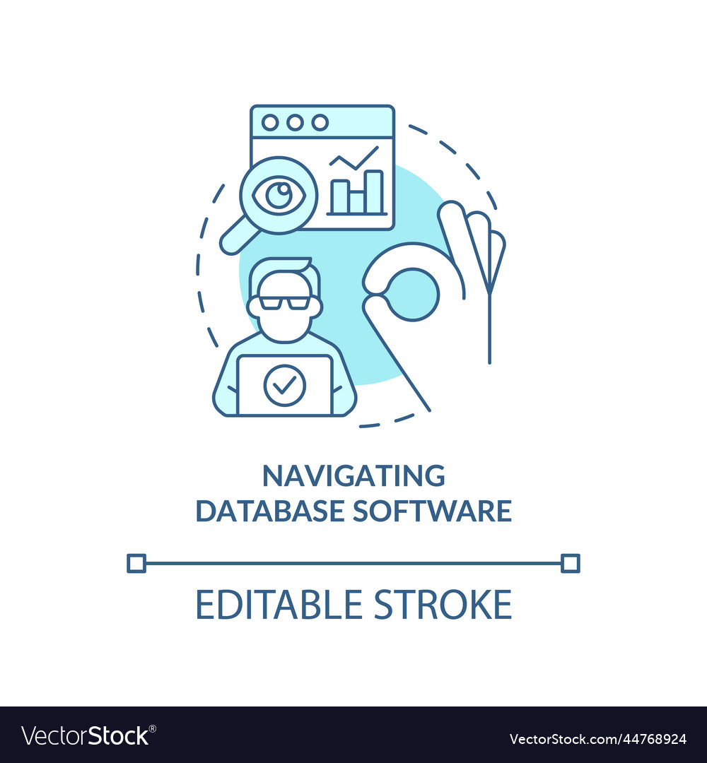 Navigating database software turquoise concept Vector Image