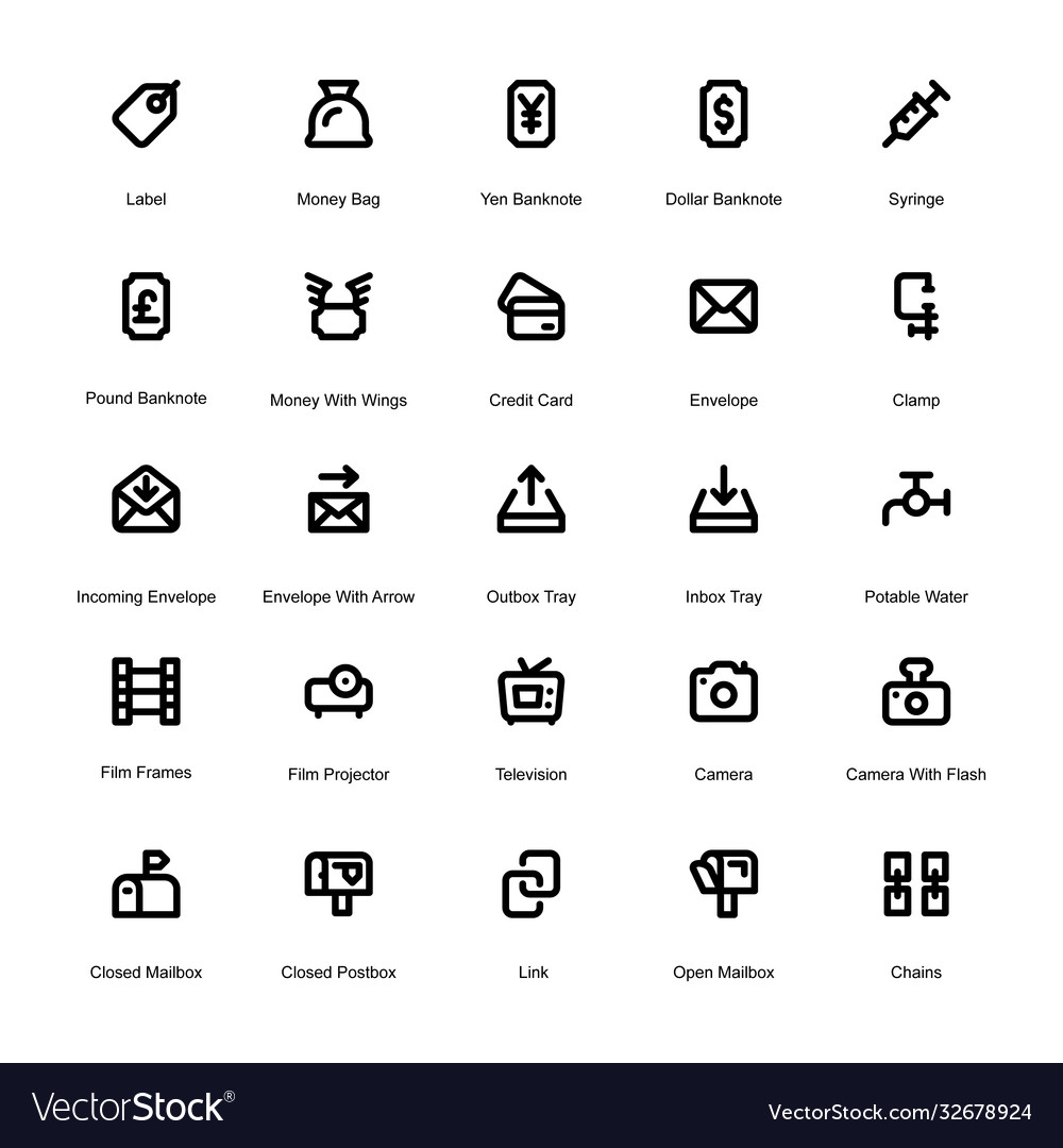 Objects line icons 4 Royalty Free Vector Image