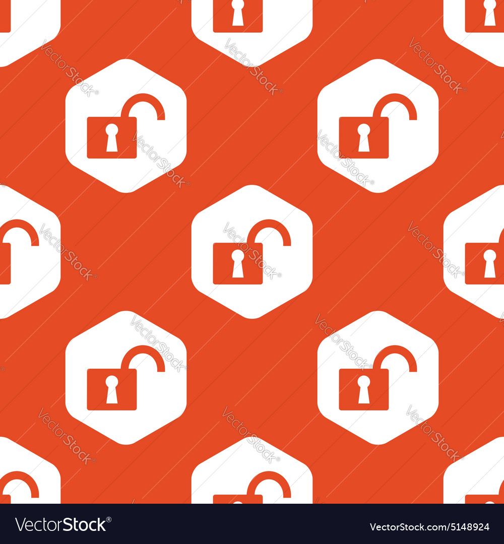 Orange hexagon unlocked pattern Royalty Free Vector Image