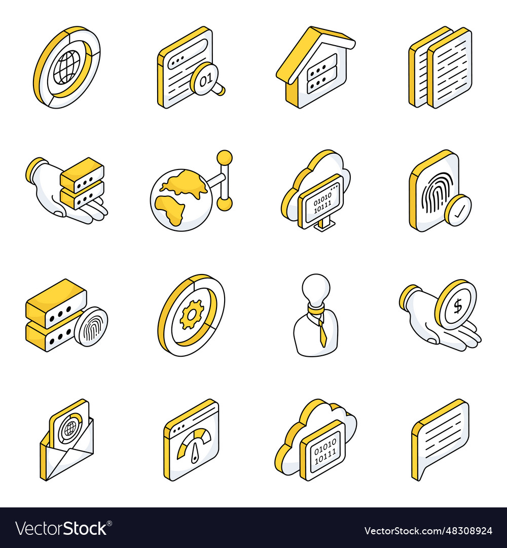 Pack of data and management flat icons