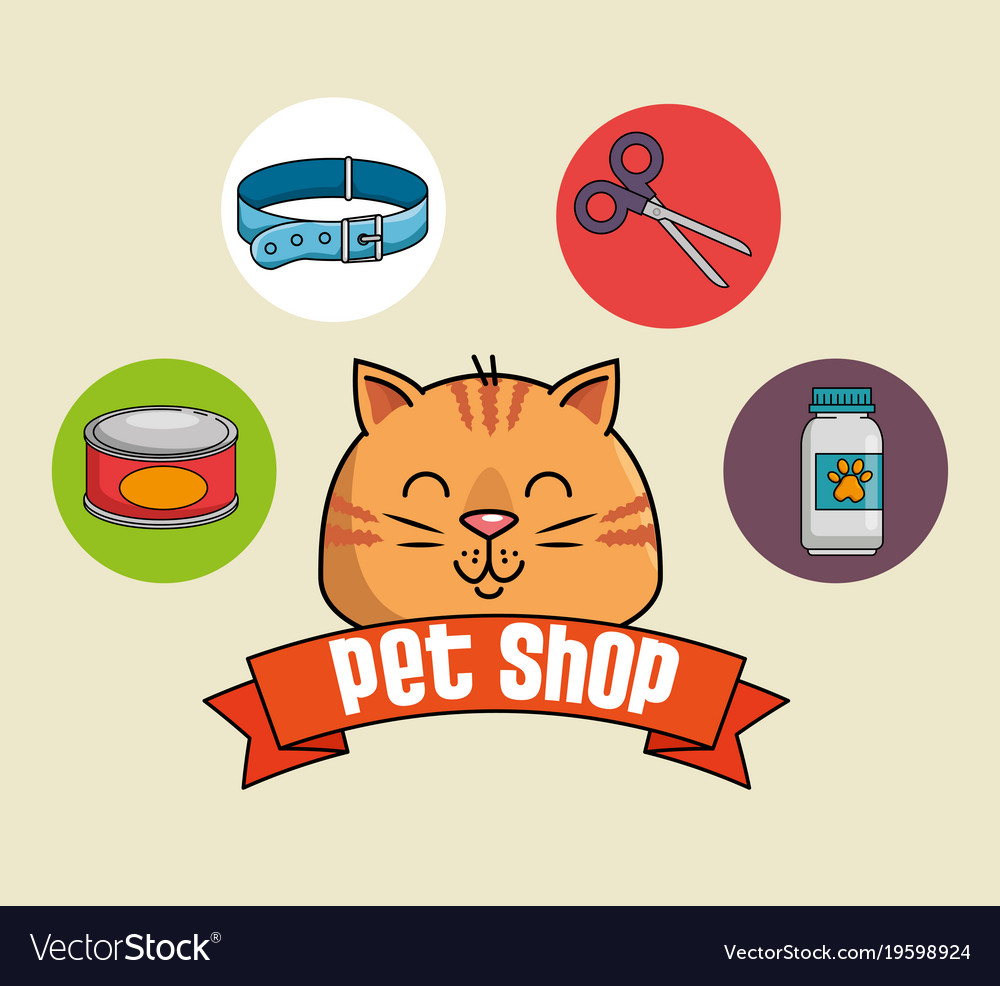 Pet shop set icons