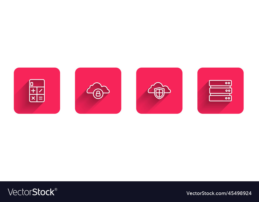 Set line calculator cloud computing lock vector image Set line calculator cloud computing lock