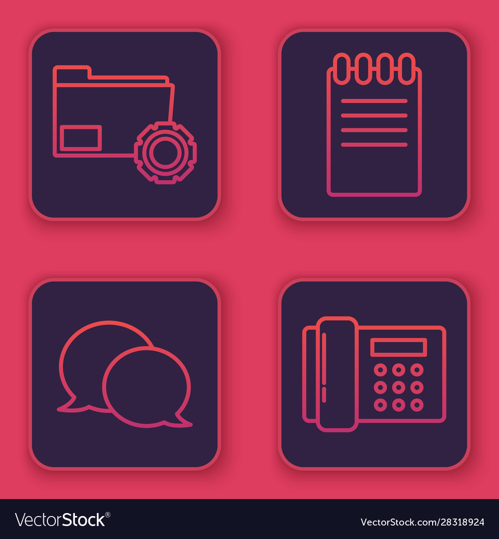 Set line folder settings with gears speech bubble vector image Set line folder settings with gears speech bubble