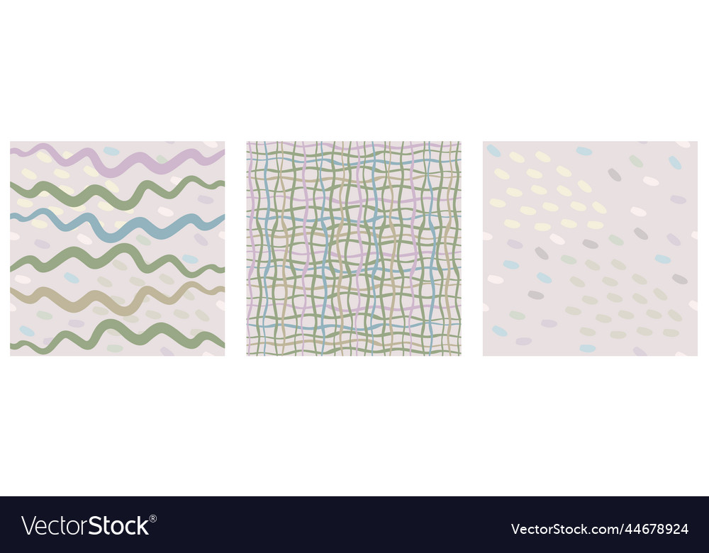 Set of three seamless abstract pastel patterns vector image Set of three seamless abstract pastel patterns