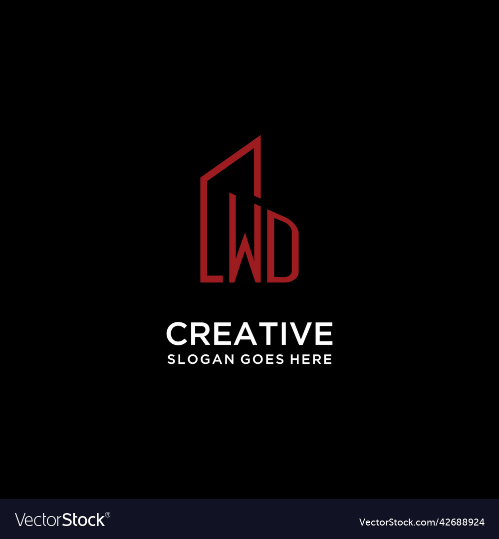 Wd initial monogram with building logo design