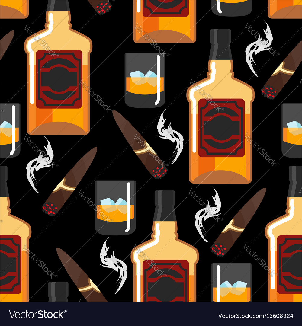 Whiskey with Ice - Seamless Pattern