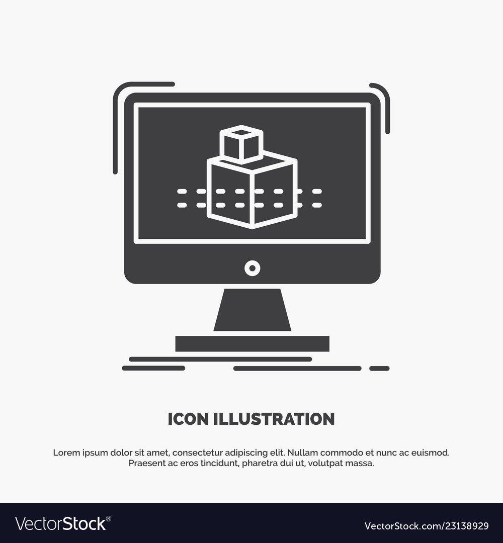 3d cube dimensional modelling sketch icon glyph vector image 3d cube dimensional modelling sketch icon glyph