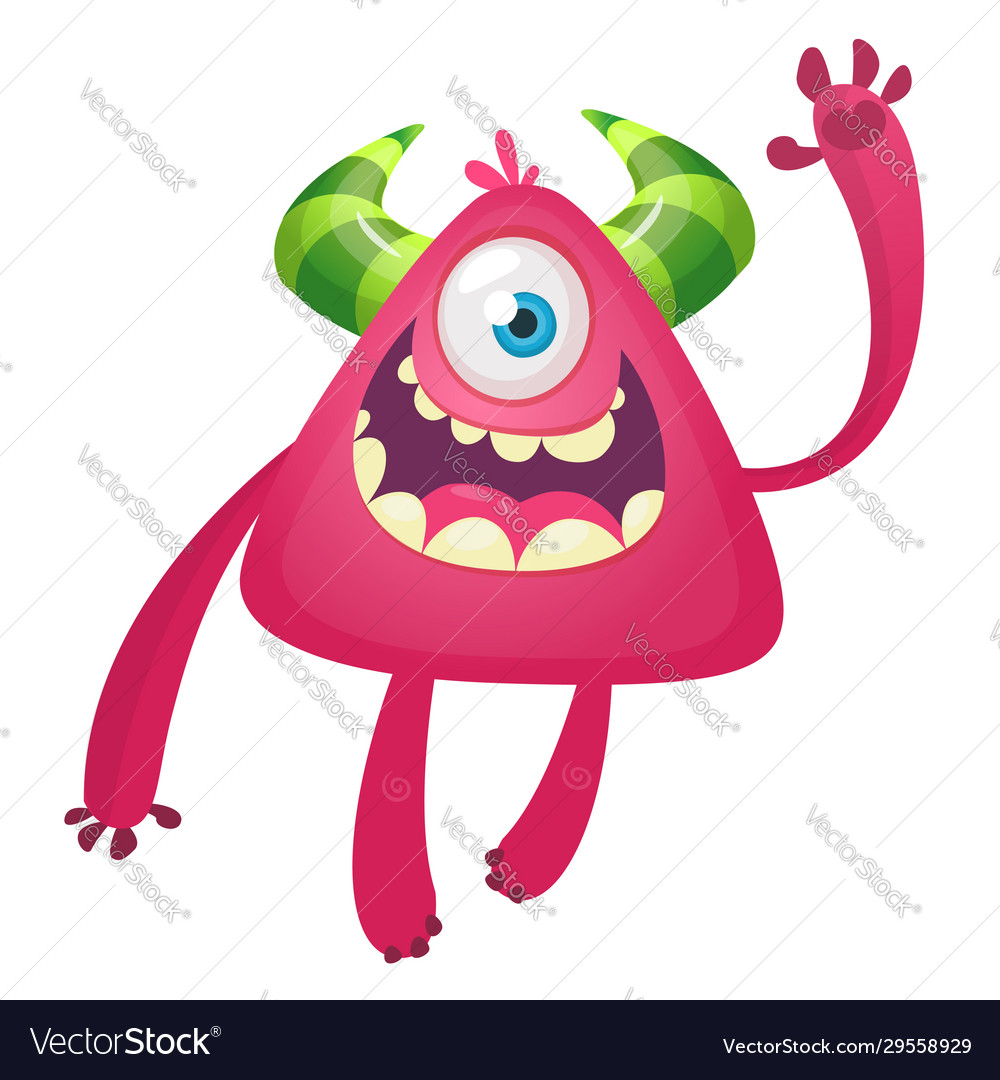 Cartoon one eyed monster halloween Royalty Free Vector Image