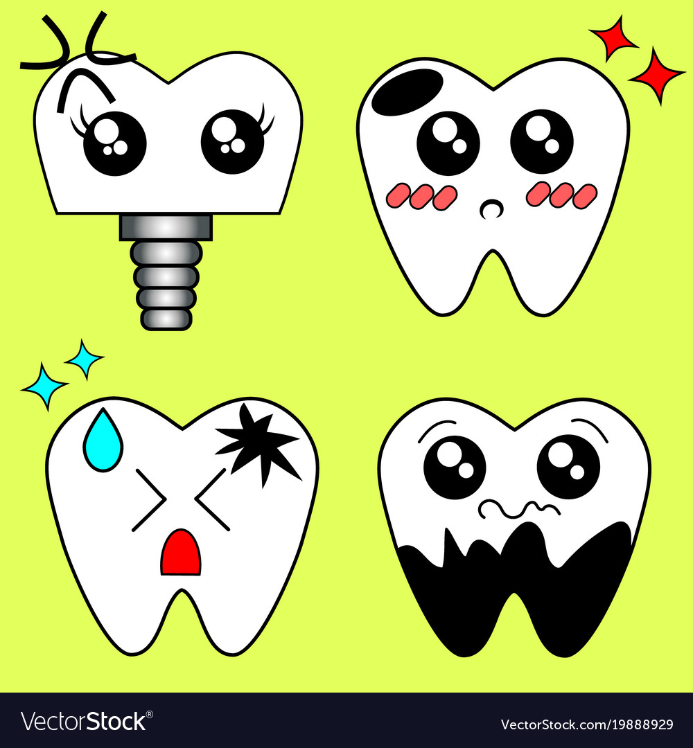 Cartoon sick tooth decay and destroy