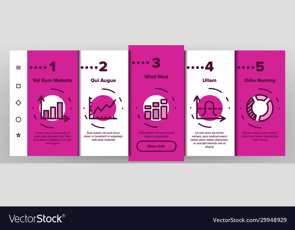 Color different graph onboarding vector image Color different graph onboarding