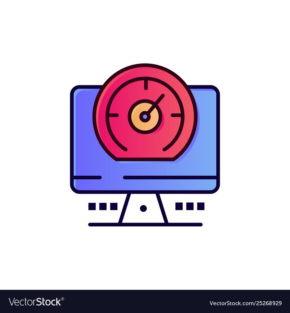 Compass computer timer location flat color icon