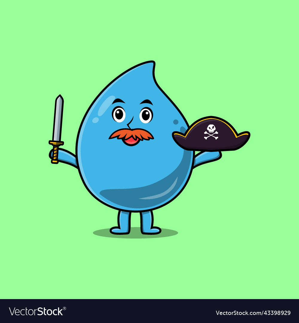 Cute cartoon water drop pirate holding sword Vector Image Cute cartoon water drop pirate holding sword Vector Image