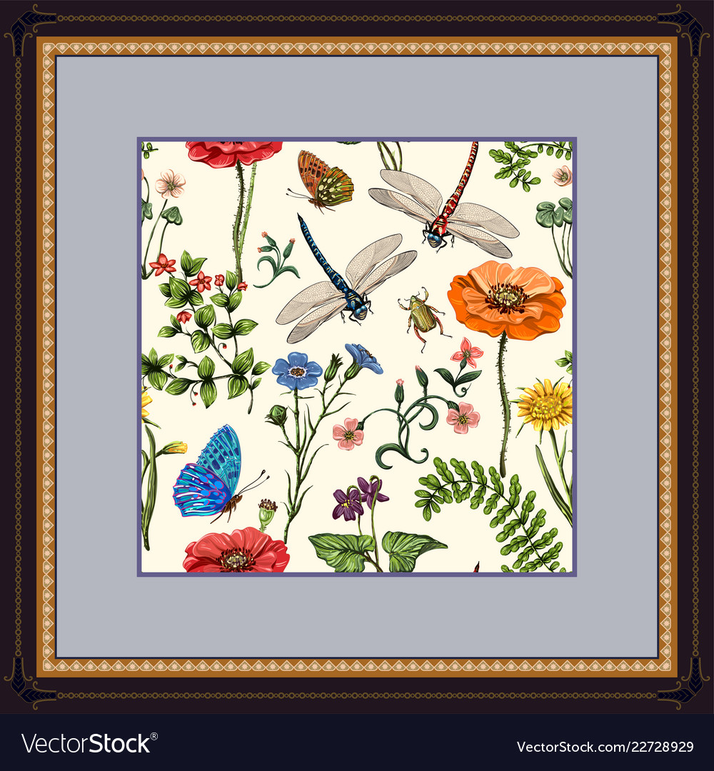 Decorative frame with pattern color print Vector Image