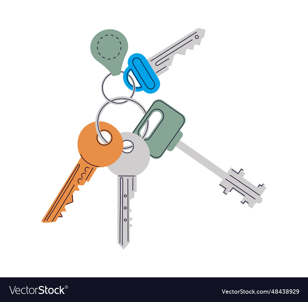 Door keys with keychain Vector Image Door keys with keychain