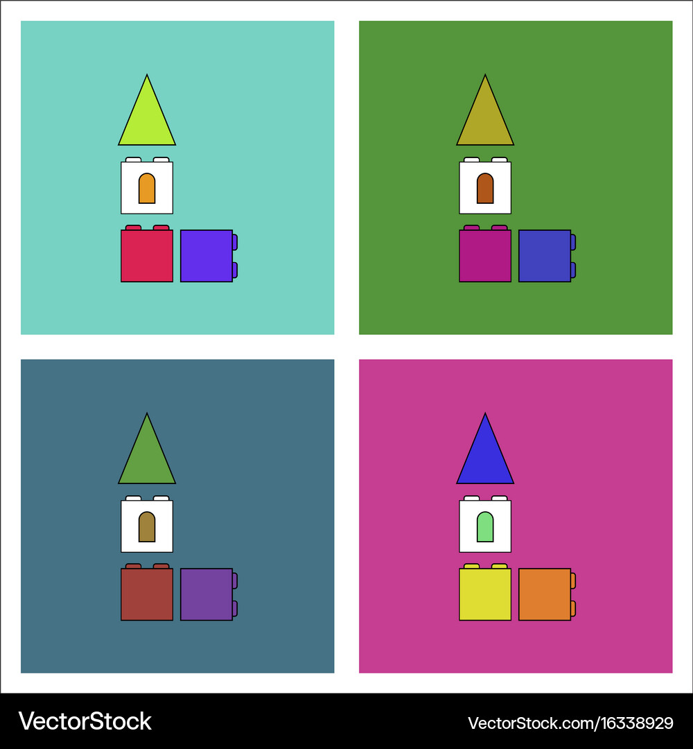 Flat icon design collection children constructor Vector Image
