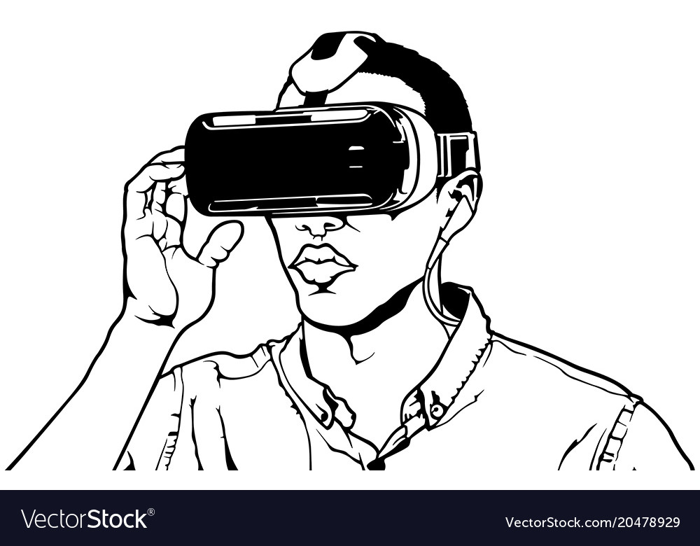 Man wearing virtual reality headset