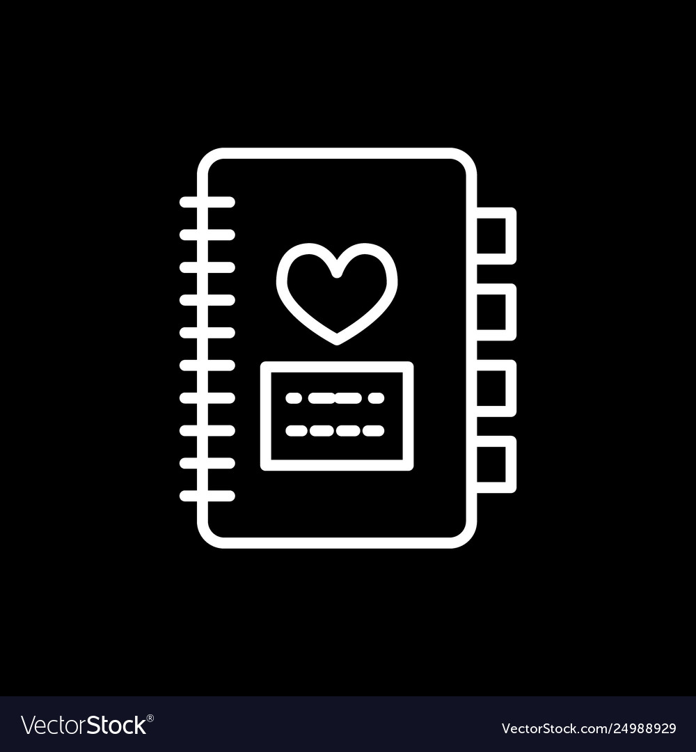 Notebook with heart icon outline flat