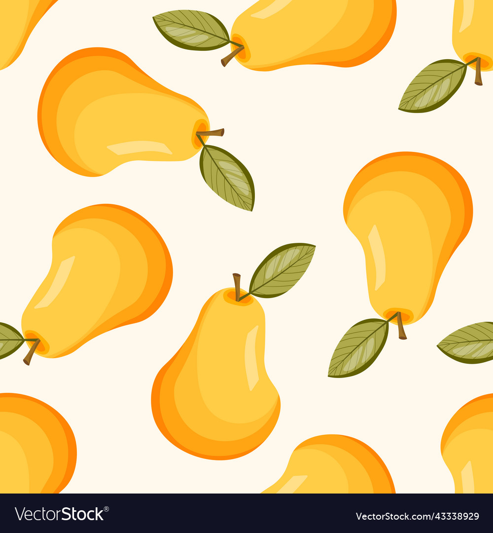Seamless pattern with pear on white background