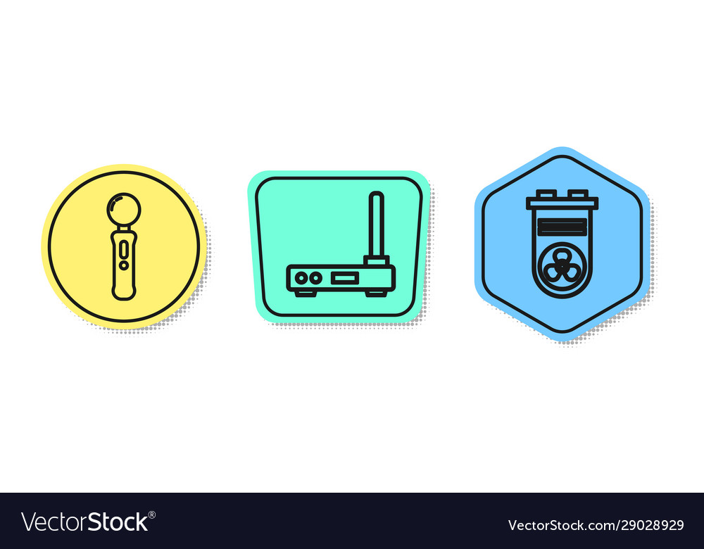 Set line gamepad router and wi-fi signal vector image Set line gamepad router and wi-fi signal