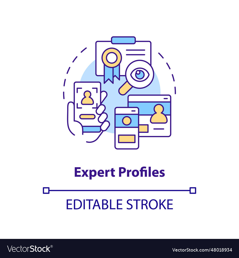 2d customizable expert profiles line icon concept