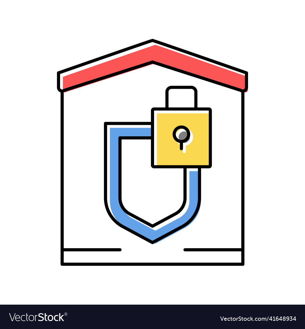 Building padlock security color icon