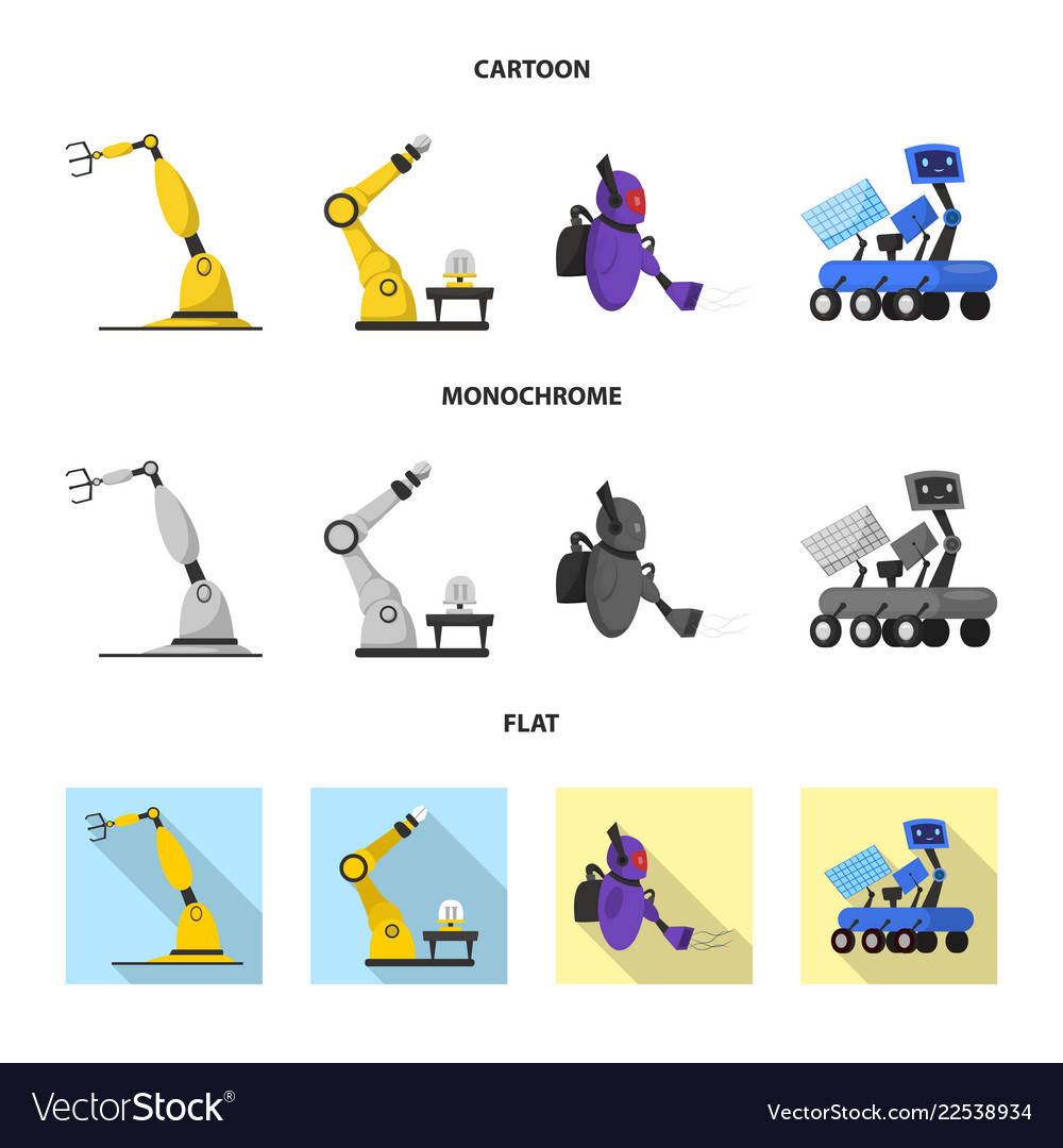 Design of robot and factory sign set