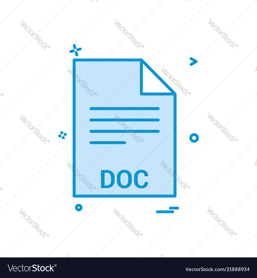 Doc file extension format icon design vector image Doc file extension format icon design
